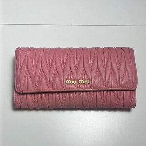 Miu Miu Pink Quilted Leather Wallet